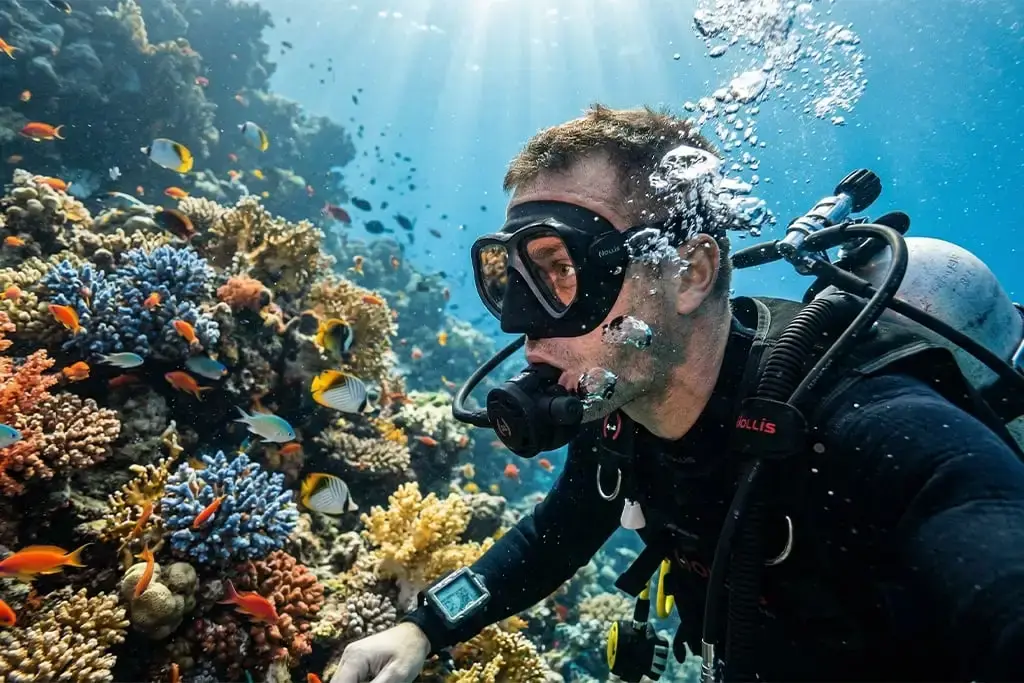 Nurkowanie Hurghada – nurek pod wodą na rafie Morza Czerwonego