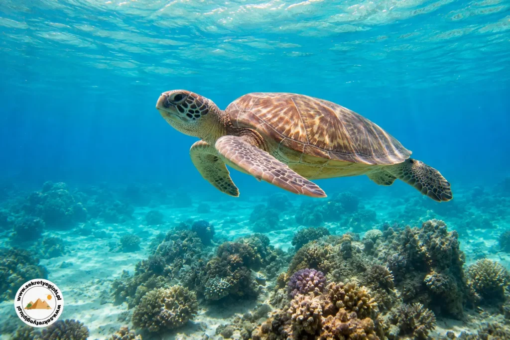 Żółw morski w zatoce Abu Dabbab w Marsa Alam