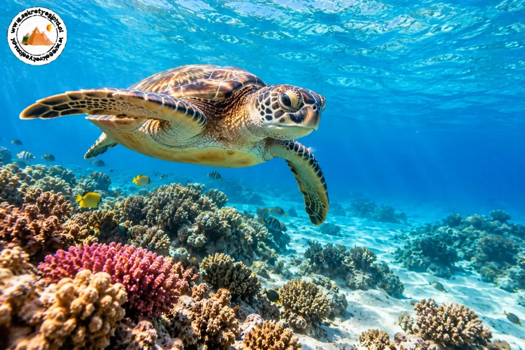 Żółw morski podczas snorkelingu w Abu Dabbab